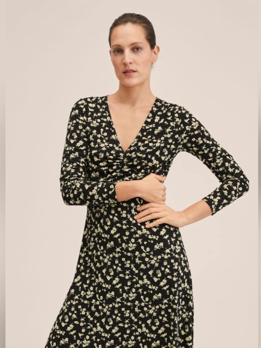 Mango Floral Print Wrap Midi Vacation Dress